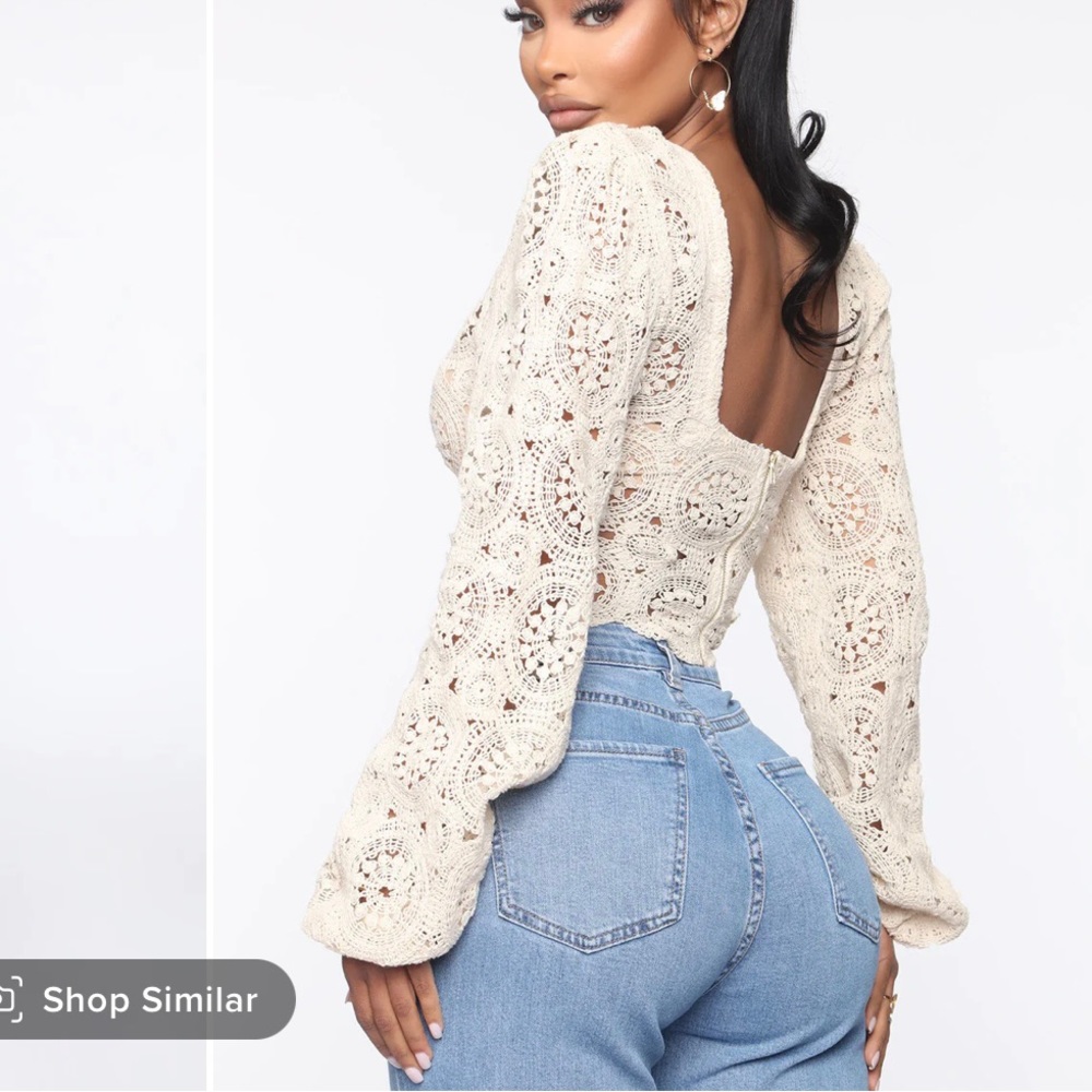 Cream crochet detail top! So pretty!!!